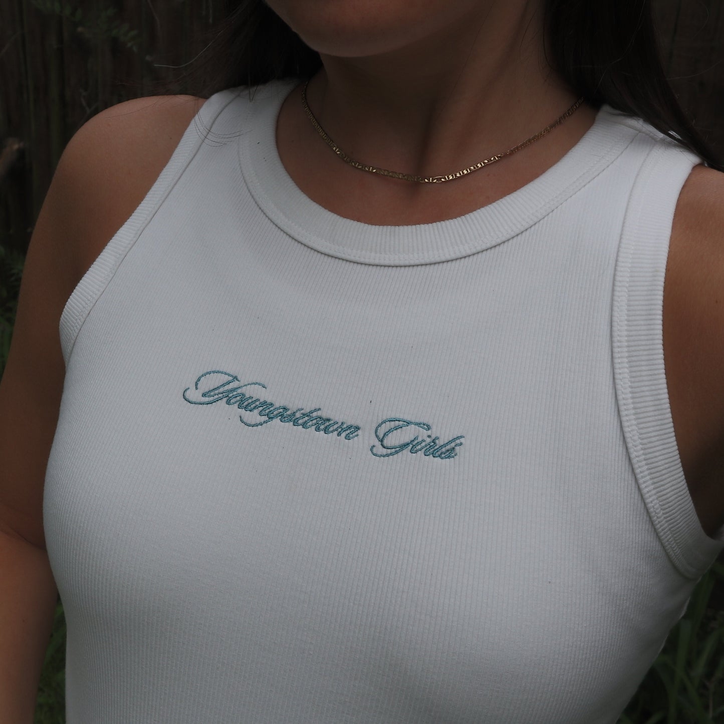 Youngstown Girls Embroidered Tank - Soft Blue