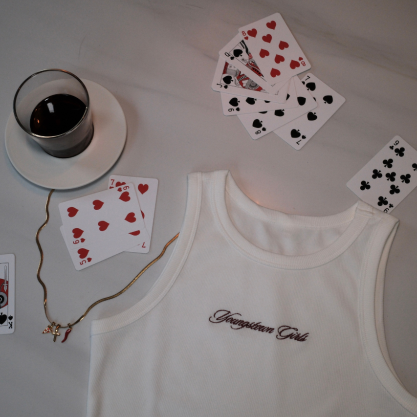 Youngstown Girls Embroidered Tank - Cherry Red