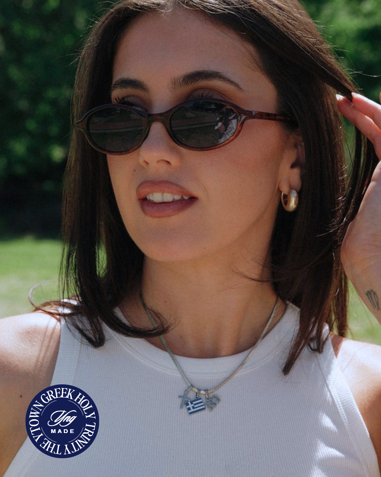Youngstown Greek Holy Trinity Silver Charm Necklace