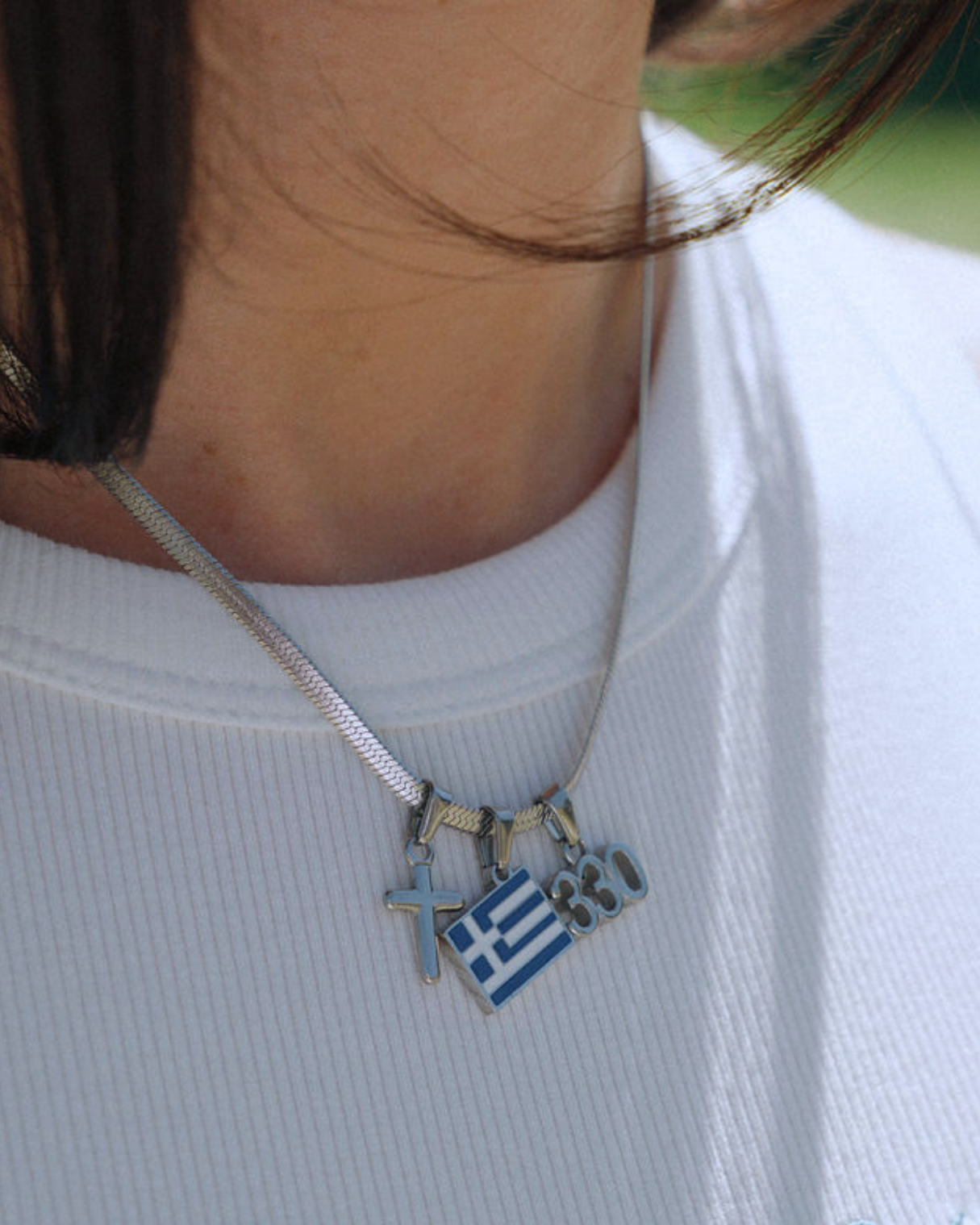 Youngstown Greek Holy Trinity Silver Charm Necklace