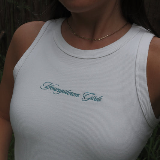 Youngstown Girls Embroidered Tank - Soft Blue